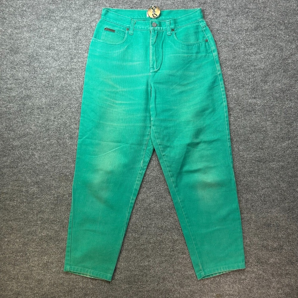 NY Jeans Women's 10 Green Denim High Waisted Classic Taper Fit Zip Fly‎ - 30X27